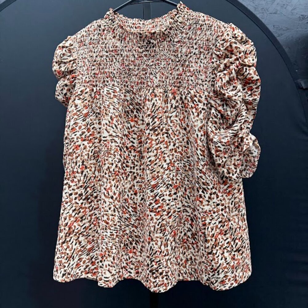 THML Animal Print Rouched Blouse